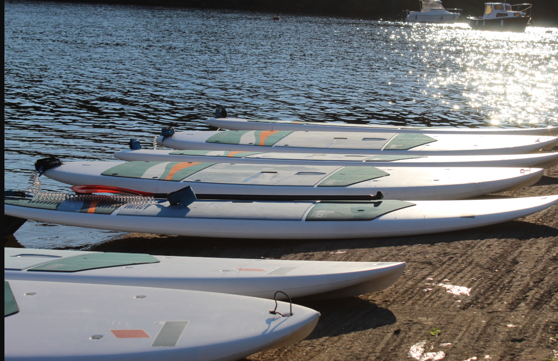 Rental paddleboards prepared for collection